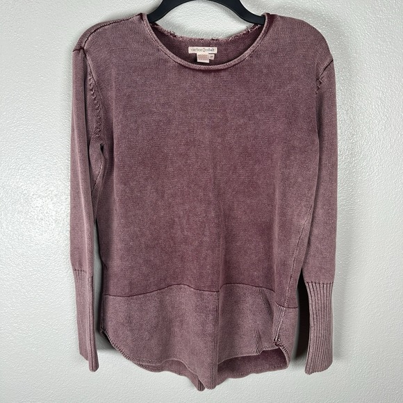 Carbon2Cobalt Tops - Carbon 2 Cobalt Thermal Top Womens Size Medium Wine Burgundy Crewneck Curved Hem